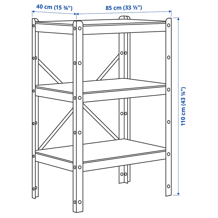 BROR 1 section/shelves, black/wood, 85x40x110 cm IKEA
