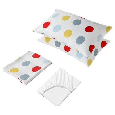 BRUKSVARA 4-piece bedlinen set, multicolour/dot pattern, 200x200 cm