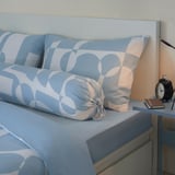 BRUKSVARA Bolster case, blue/geometric, 38x110 cm