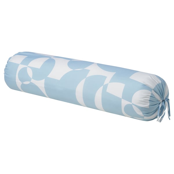 BRUKSVARA Bolster case, blue/geometric, 38x110 cm