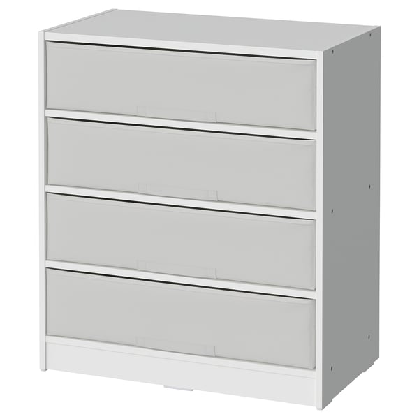 BRUKSVARA Storage unit with 4 boxes, white/light grey, 70x80 cm