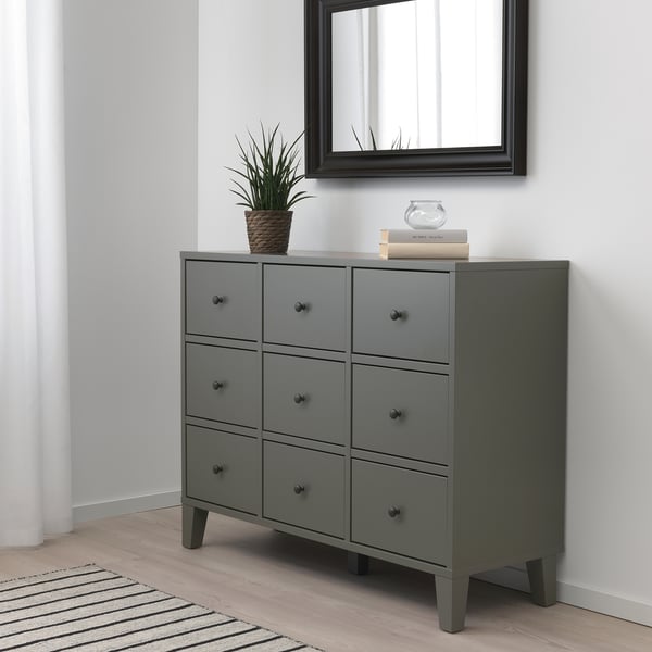 Bryggja Chest Of 9 Drawers Dark Grey Ikea