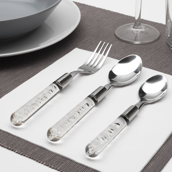 BUBBLOR 18piece cutlery set transparent IKEA