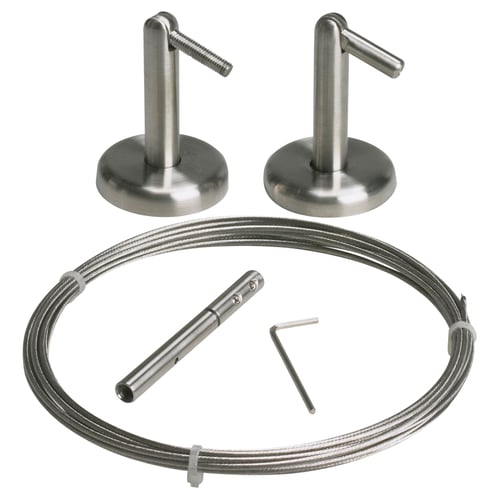 Stainless steel curtain rod set with mounts & tools
