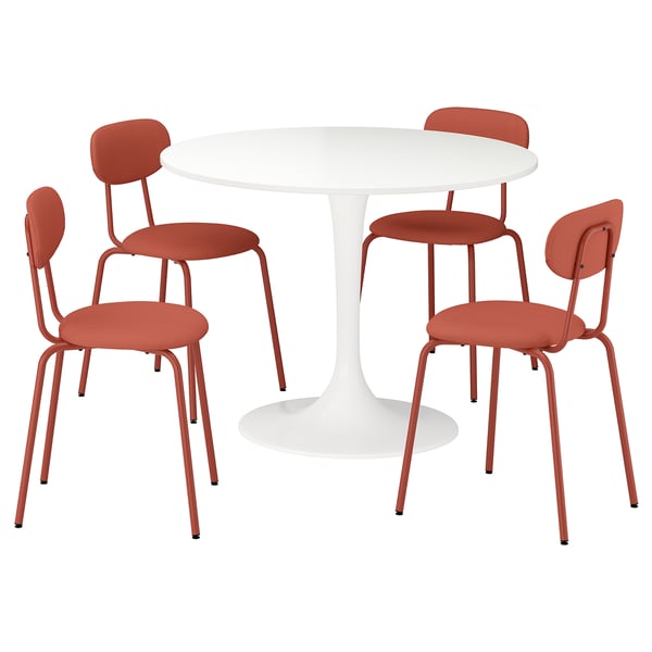 DOCKSTA / SANDSBERG Table and 4 chairs, white/Remmarn red-brown, 103 cm