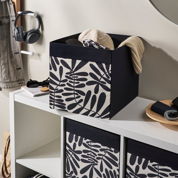DRÖNA Box, black/off-white, 33x38x33 cm