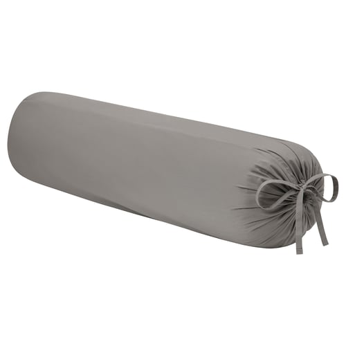 DVALA grey cylindrical pillow with tie, made from cotton, simple and minimalist design.
