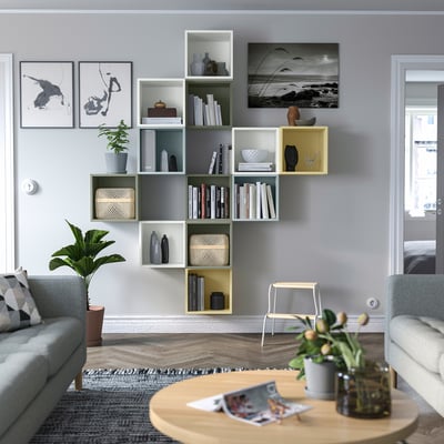 EKET Wall-mounted cabinet combination, multicolour/white, 175x35x210 cm