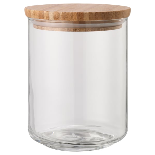 EKLATANT jar with lid, clear glass/bamboo, 0.8 l IKEA