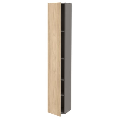 ENHET Hi cb w 4 shlvs/door, grey/oak effect, 30x32x180 cm