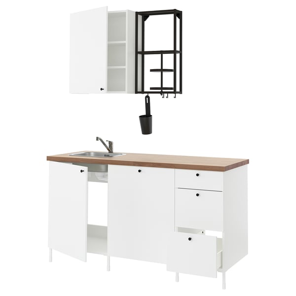 ENHET Kitchen, anthracite/white, 163x63.5x222 cm