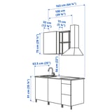 ENHET Kitchen, anthracite/white, 163x63.5x222 cm