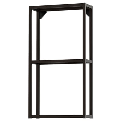 Black metal ENHET frame with 2 shelves