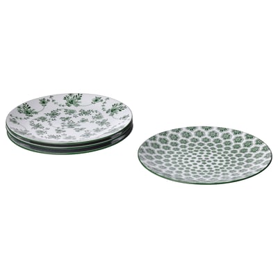 ENTUSIASM Side plate, patterned/green, 18 cm