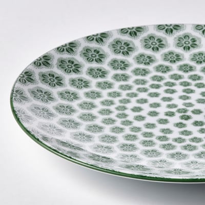 ENTUSIASM Side plate, patterned/green, 18 cm