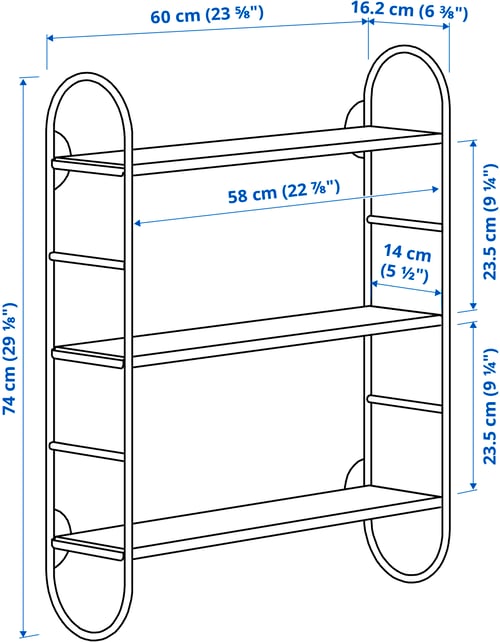 FÄRGSÄTTARE Wall shelf, green, 60x16x74 cm