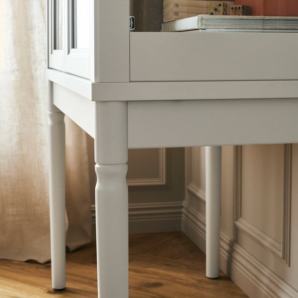 FÄRJKARL Glass-door cabinet, off-white, 87x45x161 cm