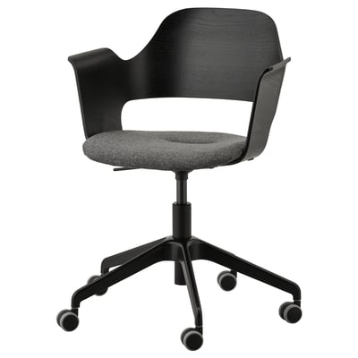 FJÄLLBERGET Conference chair with castors, black stained ash veneer/Gunnared dark grey
