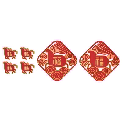 FÖSSTA Window decoration, horse/red, 6 pieces