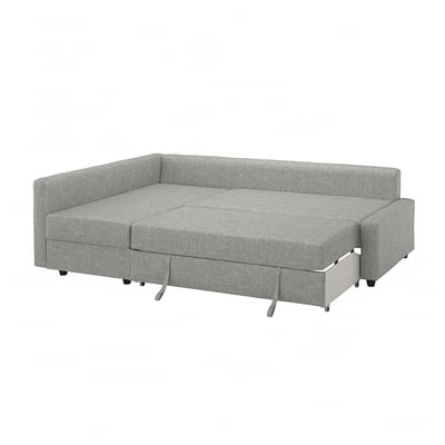 FRIHETEN Corner sofa-bed with storage, Faringe light grey