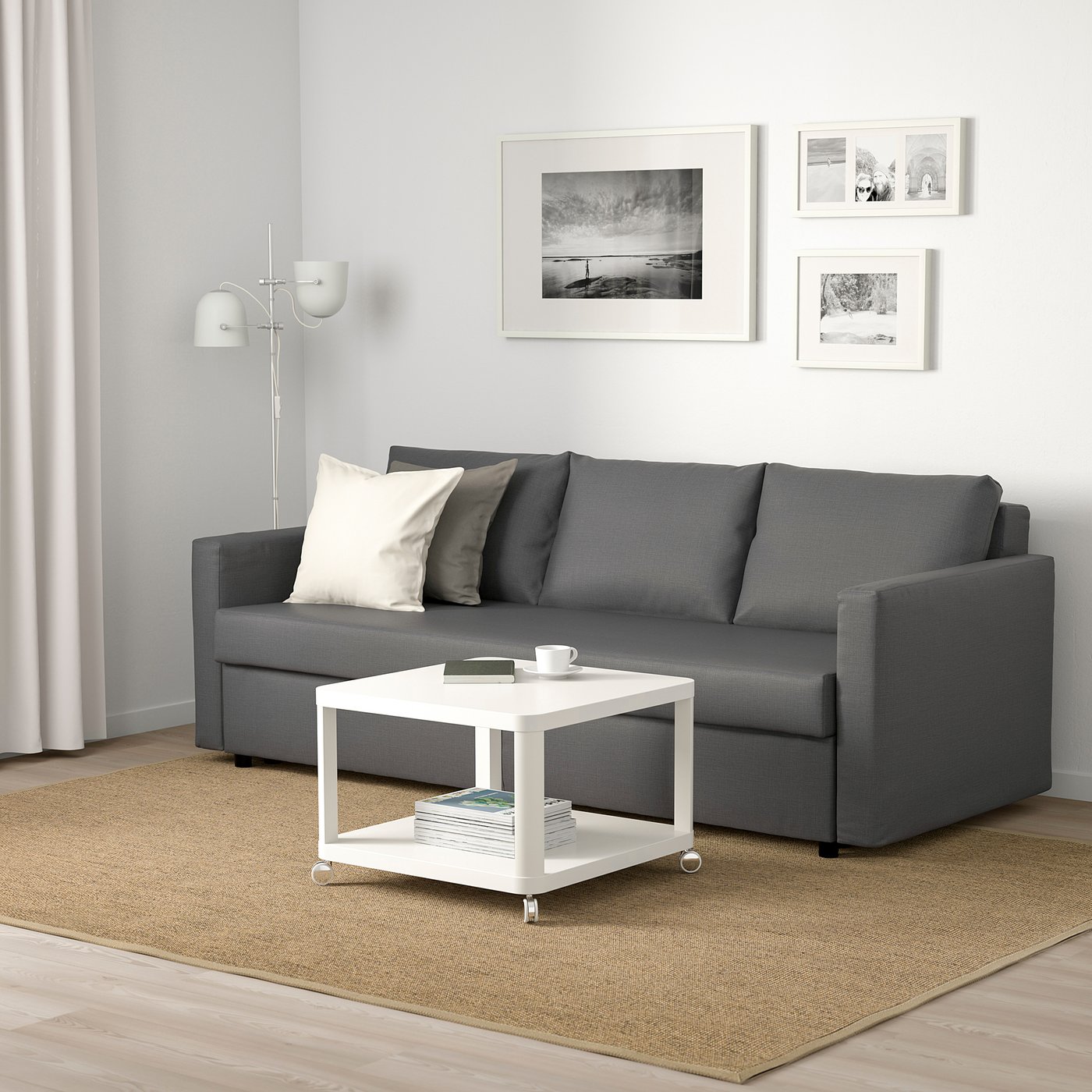 FRIHETEN three-seat sofa-bed, Skiftebo dark grey — picture 3