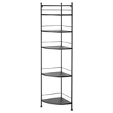FRÖSJÖN Corner shelf unit, black, 35x156 cm