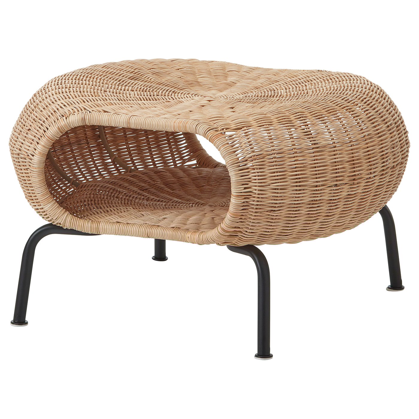 GAMLEHULT Footstool with storage - rattan/anthracite - IKEA