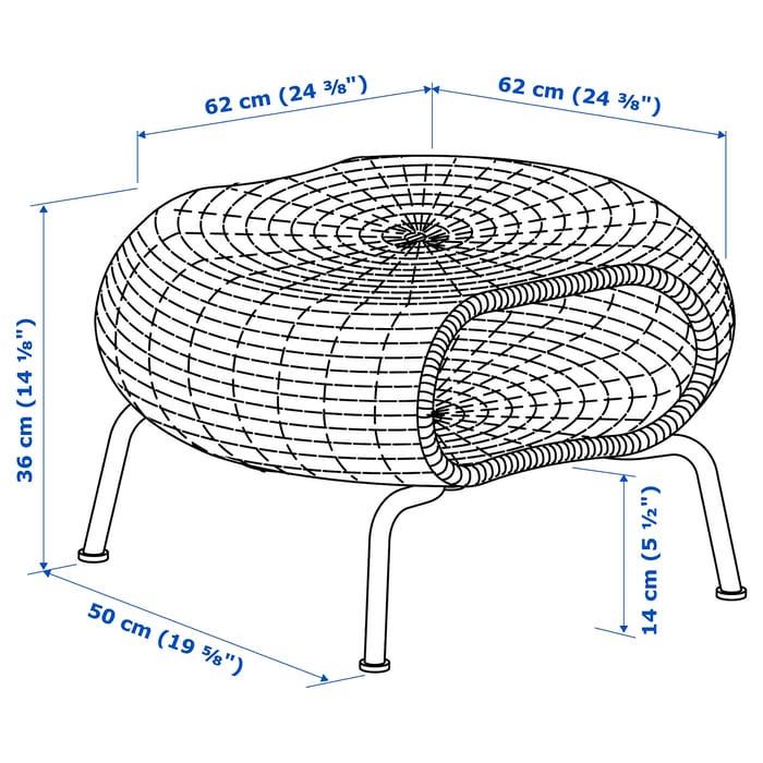 GAMLEHULT footstool with storage, rattan/anthracite IKEA