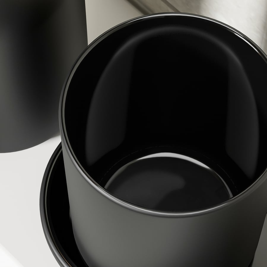 GANSJÖN 3-piece bathroom set, black - IKEA