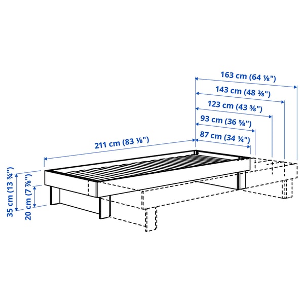 GLAMBERGET Extendable bed, pine, 80-160x200 cm