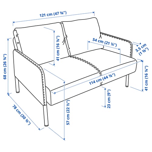 Illustration with measurements for the product: GLOSTAD.