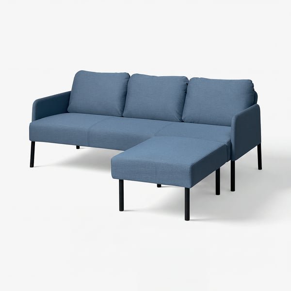 GLOSTAD 3-seat sofa with chaise longue, Knisa medium blue