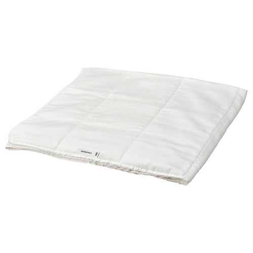A white GRÄSROTSFLY duvet with silky lyocell fabric and polyester/viscose filling. It has a smooth, rectangular shape with simple stitching details.