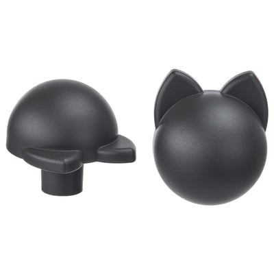 GREJSIMOJS Knob, anthracite/cat, 38 mm