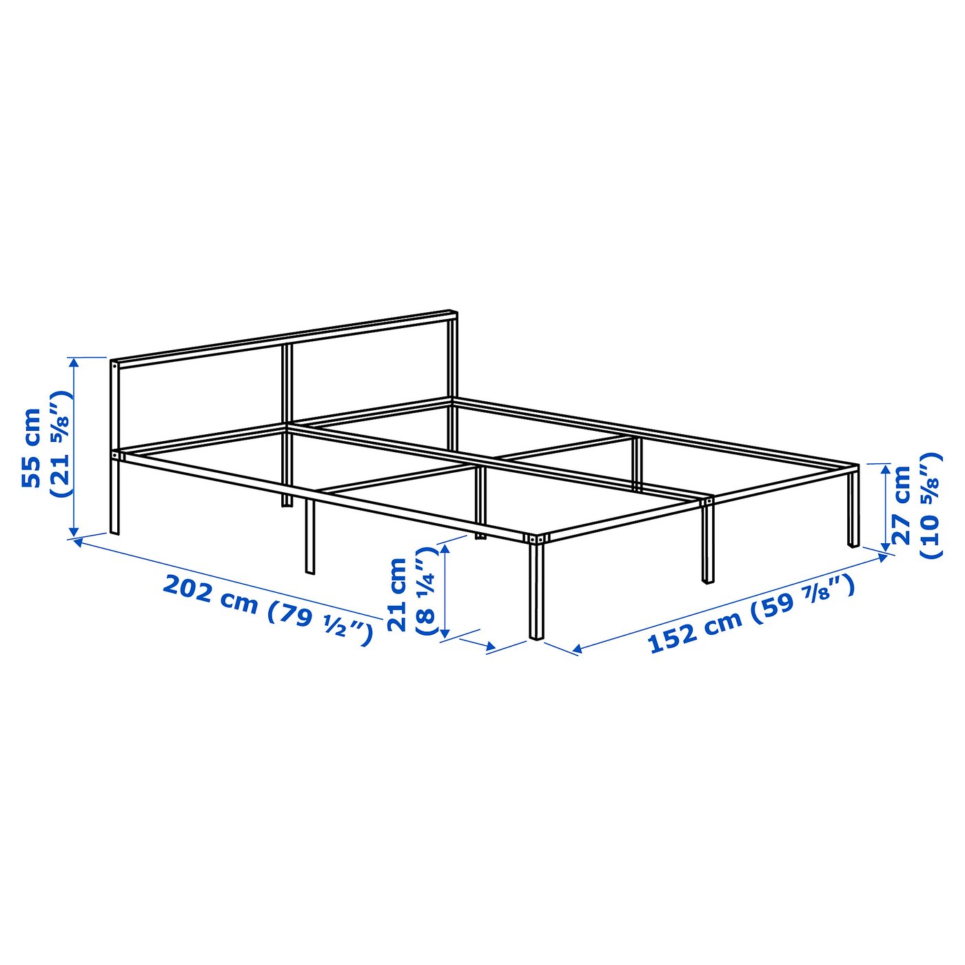 GRIMSBU bed frame, grey/Luroy, 150x200 cm — picture 6