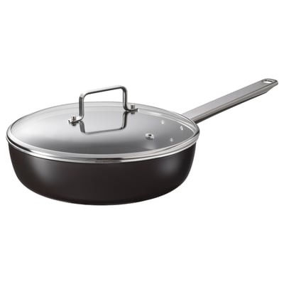 GULDÖRING Sauté pan with lid, non-stick coating glass/black-grey, 24 cm