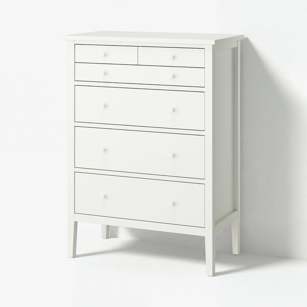 GULLABERG Chest of 6 drawers, white/anchor/unlock-function, 89x48x122 cm