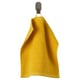 Bright yellow GULVIAL towel hanging, crafted from soft 100% cotton, displaying a textured, fluffy design.