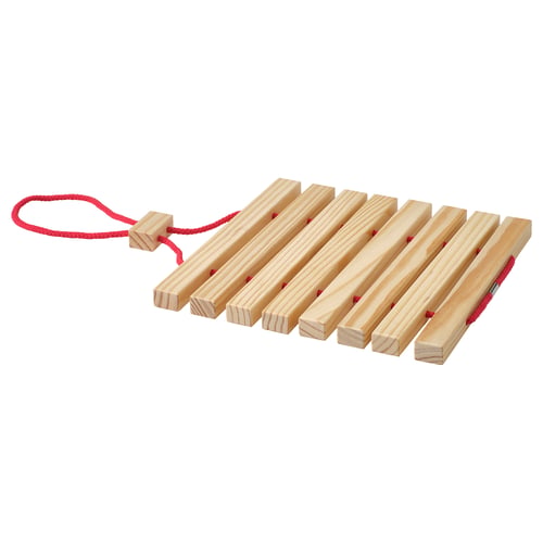 Red rope stand, wooden, natural, rectangular, hook.