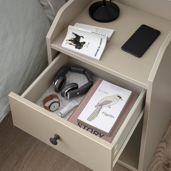 HAUGA Bedside table, beige, 40x36 cm