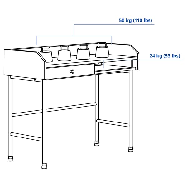 HAUGA Desk, white, 100x45 cm