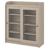 HAUGA Glass-door cabinet, beige, 105x116 cm