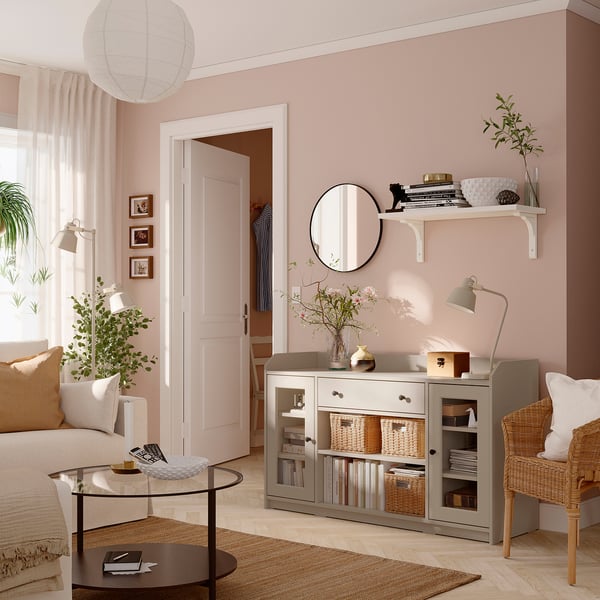 HAUGA Sideboard, beige, 140x46x84 cm