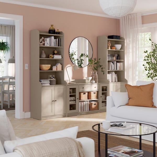 HAUGA Storage combination, beige, 279x46x199 cm