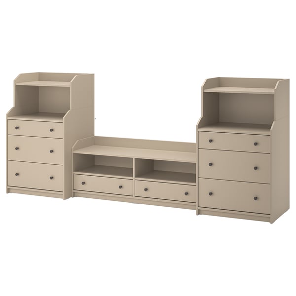HAUGA TV/storage combination, beige, 277x46x116 cm
