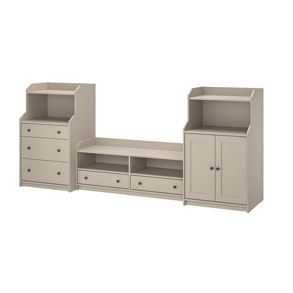 HAUGA TV/storage combination, beige, 277x46x116 cm