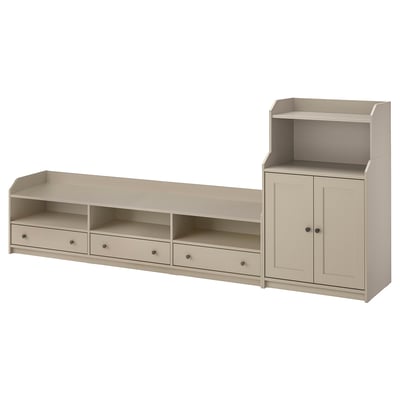HAUGA TV/storage combination, beige, 276x46x116 cm