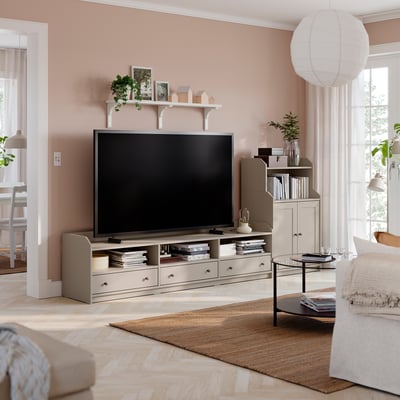 HAUGA TV/storage combination, beige, 276x46x116 cm