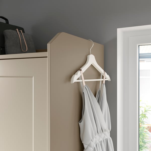 HAUGA Wardrobe with sliding doors, beige, 118x55x199 cm