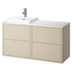 HAVBÄCK / ORRSJÖN Wash-stand/wash-basin/tap, beige/white marble effect, 122x49x71 cm